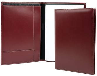 Schreibmappe DIN A4, incl. Memoblock CAMBRIDGE Top Grain Rindleder rot